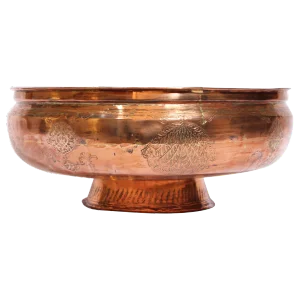 19th Century Middle Eastern Footed Tinned Copper Qajar Bowl