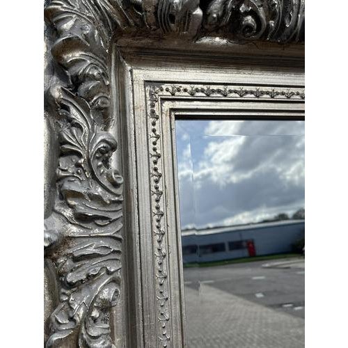Large Full-Length Mirror with Silver Frame For Sale - Image 4 of 9
