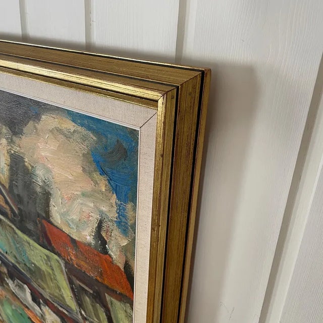 1950s Large Mid-Century Finnish Modernist Expressionist Oil Painting by Olavi Laine For Sale - Image 15 of 18