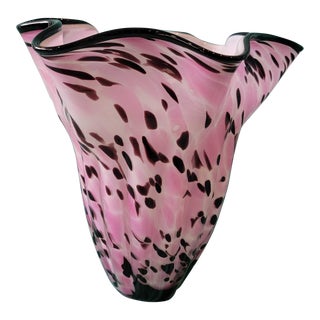Vintage 1970’s Hand Blown Artisan Glass Vase For Sale