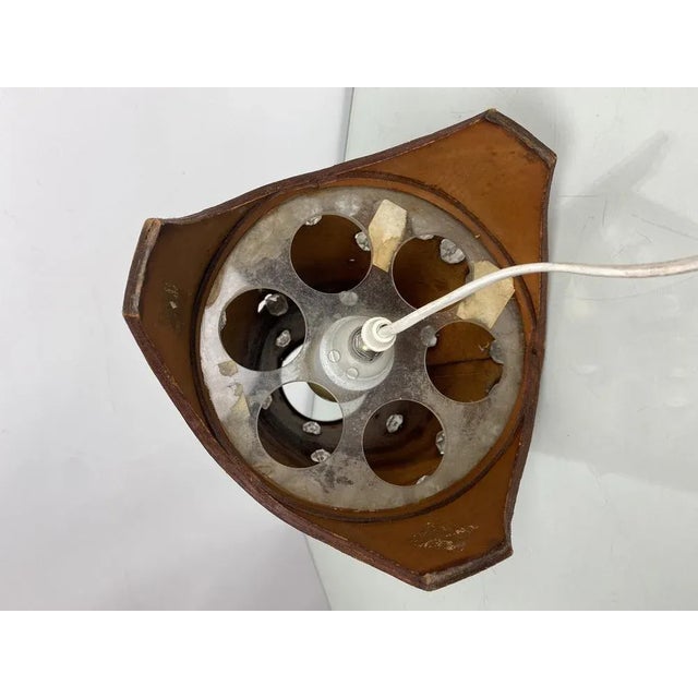 Mid-Century French Thick Leather Table Lamp For Sale - Image 11 of 13