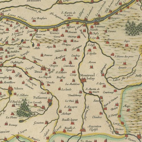 Antique Blaeu Map of Anjou, 1642 For Sale - Image 6 of 12