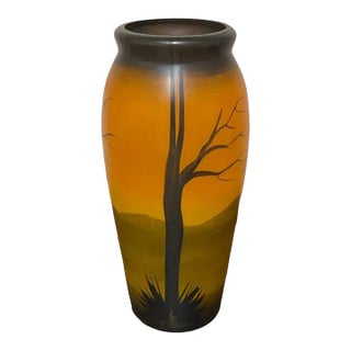 Antique French Muller Freres Style Hand Painted Vase For Sale