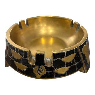Salvador Teran Mosaic Brass Ashtray For Sale