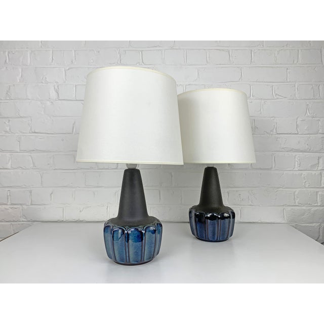 This elegant pair of ceramic table lamps was designed by Einar Johansen for Søholm Keramik, Bornholm, Denmark, during the...