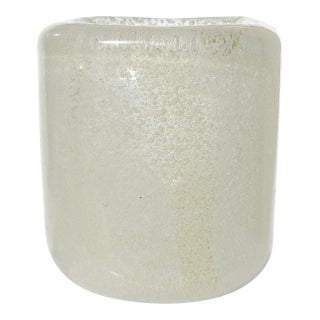 Venini Carlo Scarpa Murano Sommerso Bollicine White Gold Flecks Italian Art Glass Antique Mini Vase For Sale