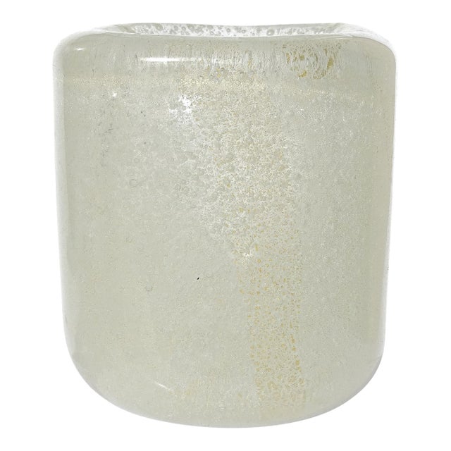 Venini Carlo Scarpa Murano Sommerso Bollicine White Gold Flecks Italian Art Glass Antique Mini Vase For Sale