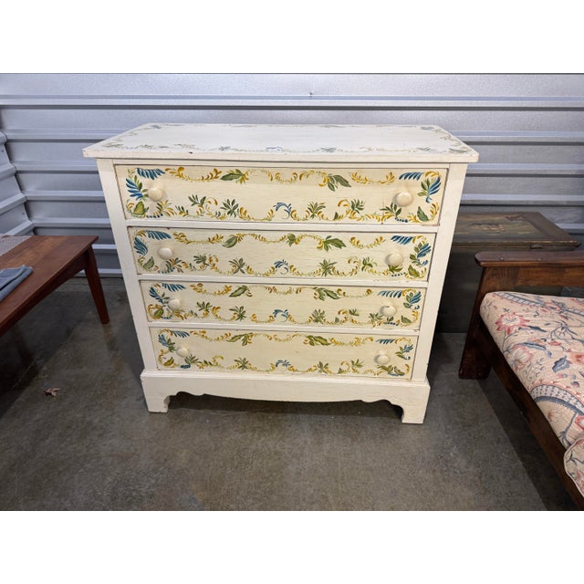 Metal 1960s Matching Set Hand Painted Dresser and Two Bedside Tables, 3 Pieces For Sale - Image 7 of 10