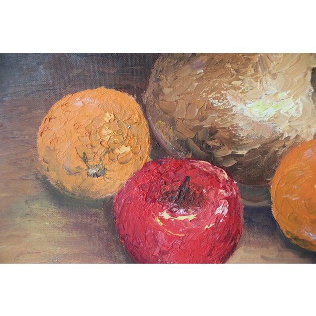 Vintage Oil Painting, Colorful Still Life With Fruit and Jug Pitcher Grapes, Unsigned For Sale - Image 10 of 10