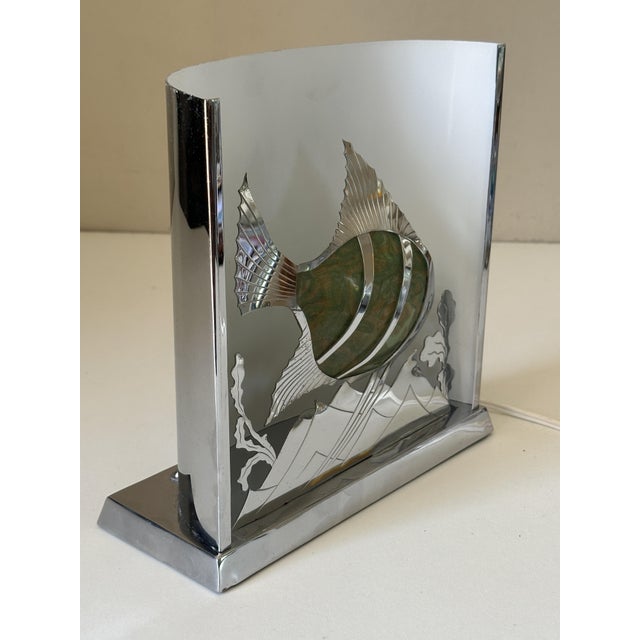 Metal Vintage Fish Lamp in Chrome-Plated Brass, 1950s For Sale - Image 7 of 18