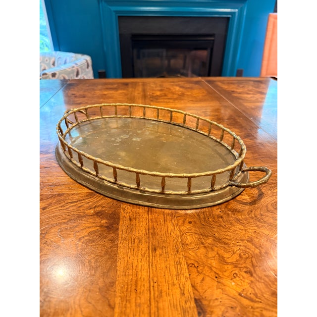 Vintage Brass Bamboo Tray For Sale - Image 10 of 13
