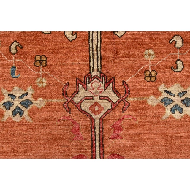 Orange Ziegler Rug 8’2” X 10′ Orange Wool Tribal Hand-Knotted Oriental Carpet For Sale - Image 8 of 12