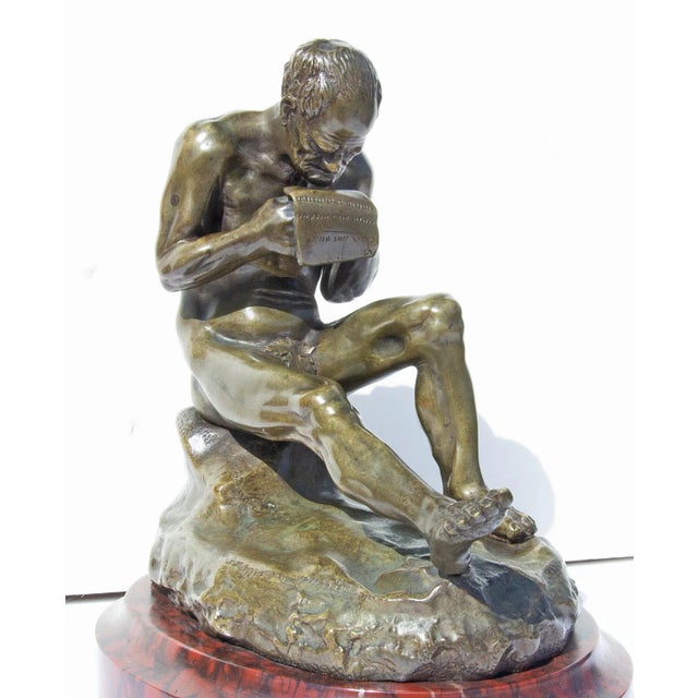 Metal 19th Century Bronze Sculpture "The Letter" For Sale - Image 7 of 7