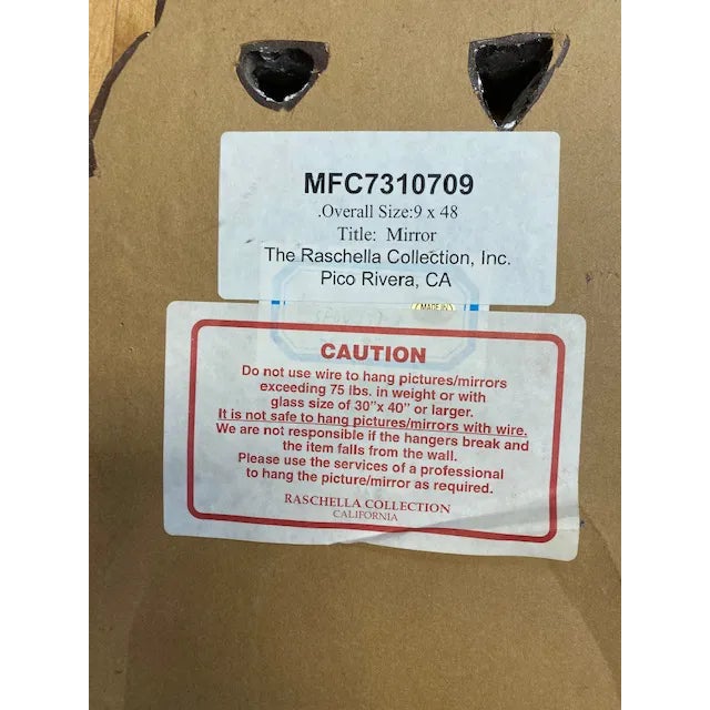 Gold Set of 2 Long Carved Antiqued Gold and Silver Mirrors For Sale - Image 8 of 12