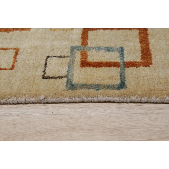 Abstract 3x22 Sandstone Serenity Beige Abstract Geometric Handmade Ningxia Runner Rug For Sale - Image 3 of 7