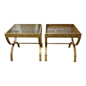 Mid 20th Century Pair of Neoclassical Style Metal Indoor/Outdoor Side Tables