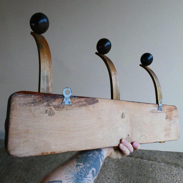 Brown Sculptural Coat Hooks in Beech and Walnut For Sale - Image 8 of 10