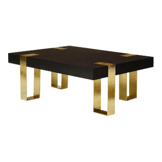 Oak & Hammered Brass Aristide Coffee Table From the Madeline Stuart Collection For Sale