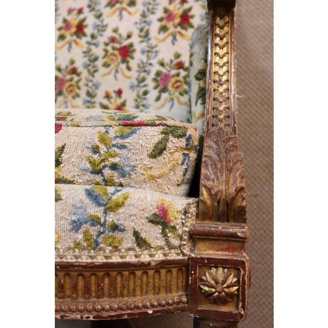 Large Louis XVI Armchair or Marquise in Giltwood For Sale - Image 10 of 13