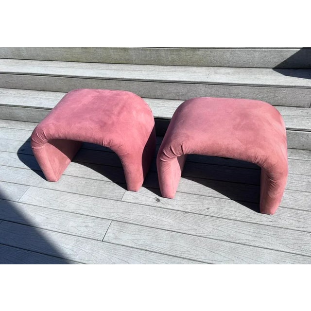 Postmodern Pink Waterfall Stools by Bernhardt in the Style of Karl Springer - a Pair For Sale In New York - Image 6 of 6