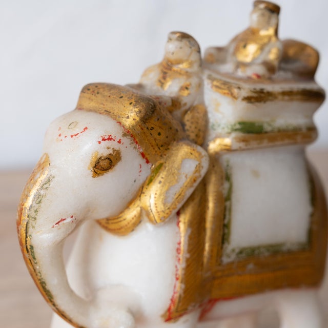Indian Indian Gilt Alabaster Elephant, 19th Century For Sale - Image 3 of 8
