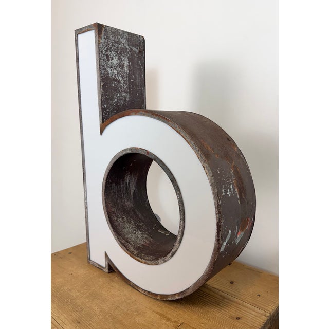 Brown Vintage Illuminated Advertising Letter B, 1960s For Sale - Image 8 of 16