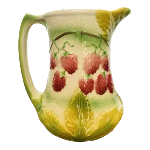 Antique French Majolica Large Pitcher With Berries Design