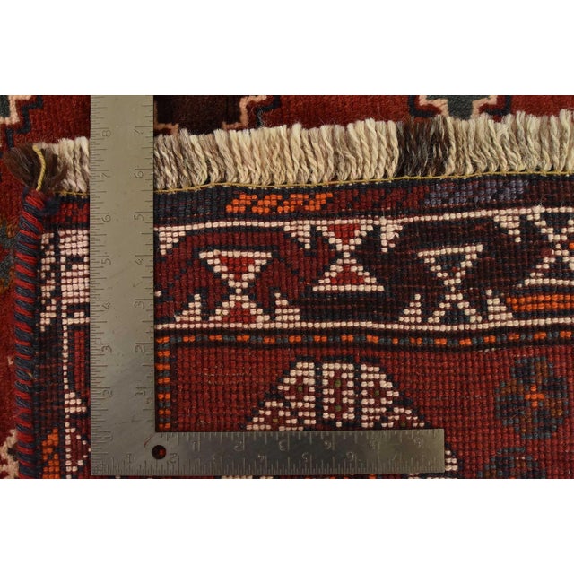 Shiraz Rug 3’9” X 5’3” Red Wool Vintage Tribal Hand-Knotted Oriental Carpet For Sale - Image 12 of 12