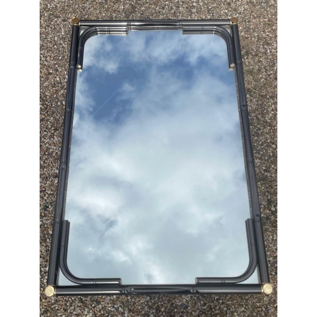 Vintage Rectanglar Wall Mirror in Tubular Metal and Brass, 1970s-1980s For Sale - Image 10 of 18