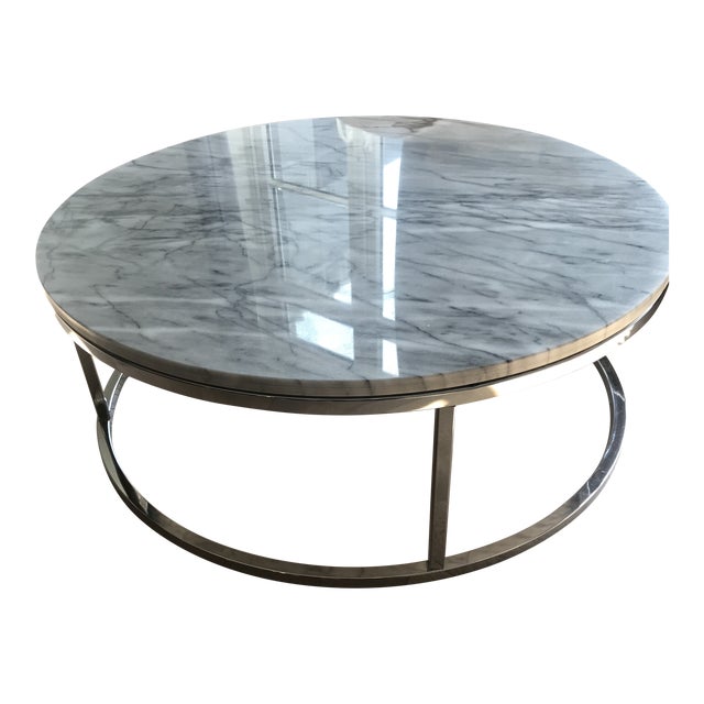 Contemporary Cb2 Smart Round Marble Top Coffee Table