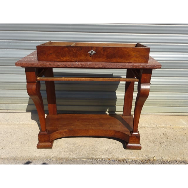 Charles X Restoration Console in Walnut and Marble, 1830 For Sale - Image 11 of 18