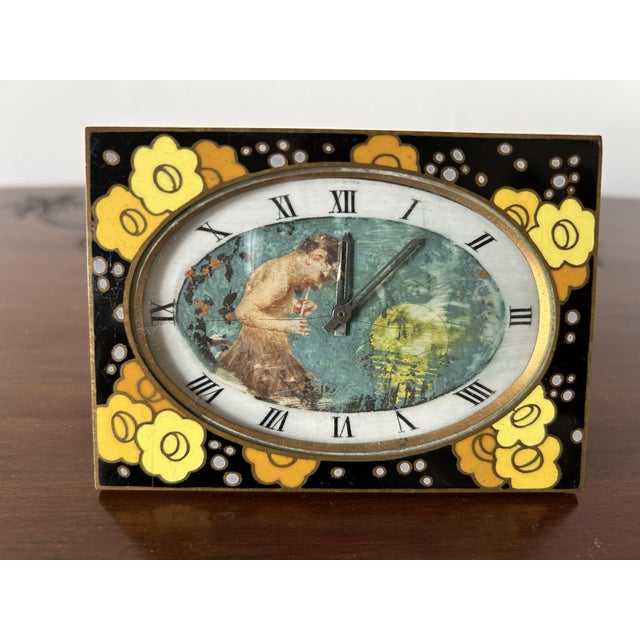 Art Deco Enameled Desk Clock and Alarm by Charles Hour, France, 1930s For Sale - Image 9 of 10