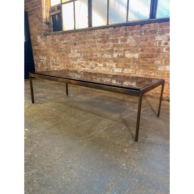 Late 20th Century Brushed Bronze Coffee Table With Smoky Glass Top For Sale In Chicago - Image 6 of 6
