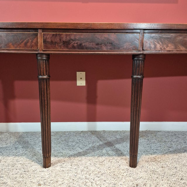 Circa 1790 Gillows Era George III English Regency Mahogany Serpentine Sideboard Table Serving Table For Sale - Image 11 of 17