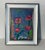 Lovely mini abstract mixed media on paper by Elia in enamel frame.