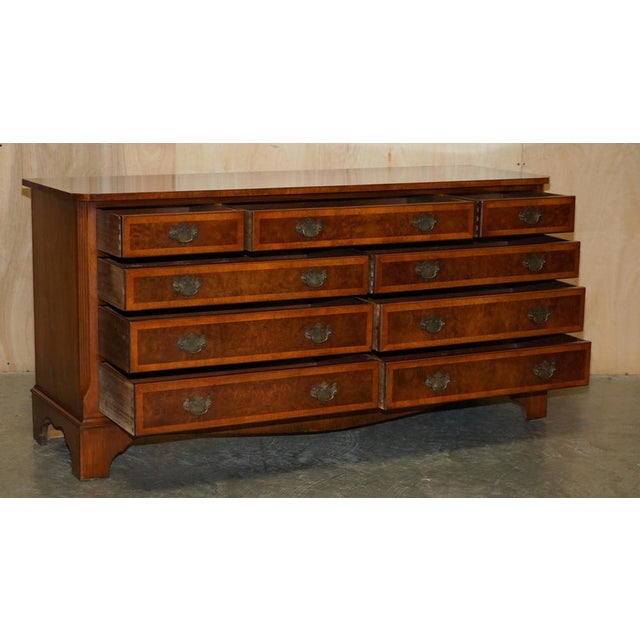 Georgian Style Sideboard or Chest of Drawers in Burr & Burl Walnut For Sale - Image 13 of 17