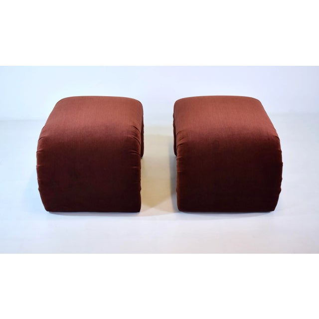 Directional Waterfall Ottoman Set, Auburn Velvet, Art Deco, Usa, 1980s For Sale In Philadelphia - Image 6 of 10