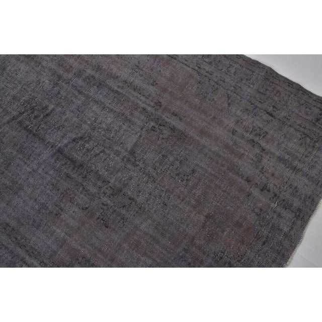 Vintage Distressed Turkish Oushak Rug in Muted Charcoal Gray & Taupe For Sale - Image 9 of 10