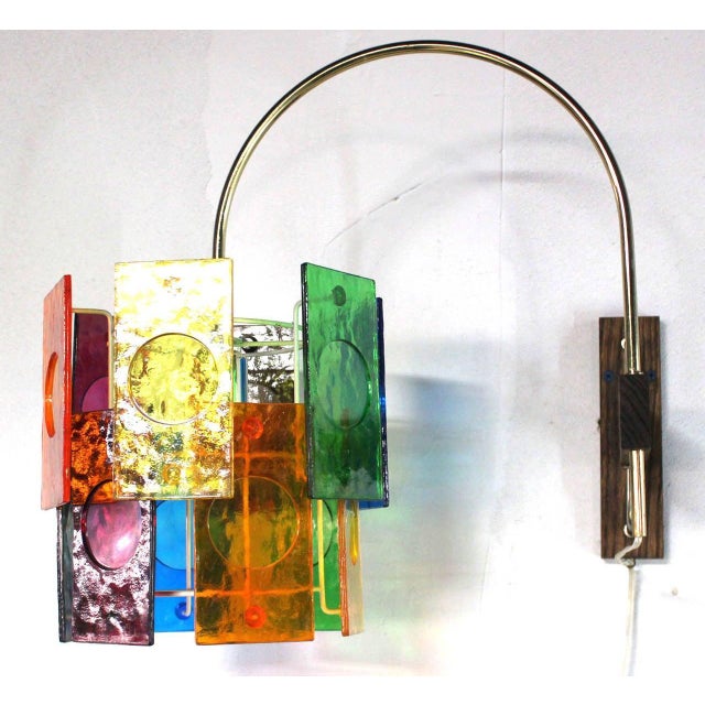 1970s Mid Century Modern Colorful Swivel Wall Sconce Light Fixture For Sale - Image 5 of 7