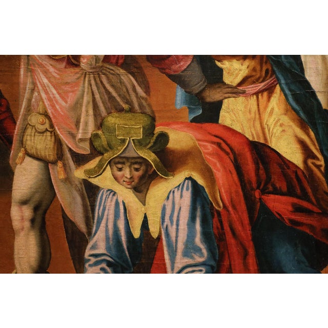 Workshop of Maarten De Vos, Christ Expelled from the Temple of Jerusalem, 1600, Oil on Canvas For Sale - Image 8 of 14