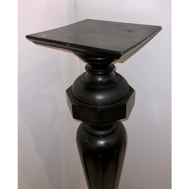 Transitional Vintage Ebony Finished Wood Balustrade Pedestal For Sale - Image 3 of 4