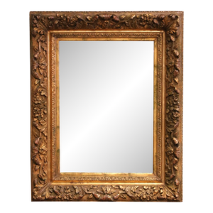 19th C. French Rococo Giltwood Mirror With Carved Floral and Foliate Motifs