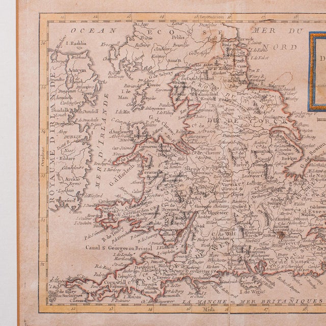 Late 18th Century Antique Map of England & Wales, French, Framed Cartography, Georgian, Circa 1780 For Sale - Image 5 of 12