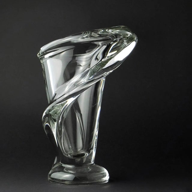 Hand-Blown Glass Vase in Crystal Lily by Art Vannes Le Chatel, France, 1950s For Sale - Image 6 of 7