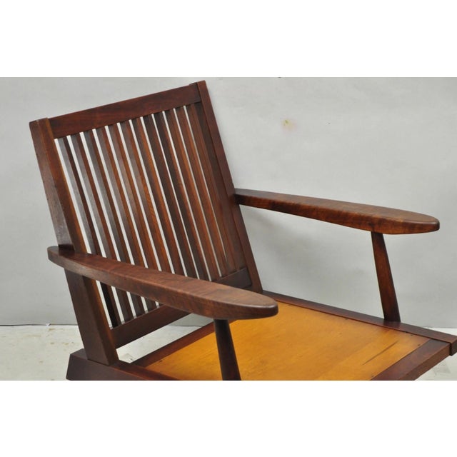 Vintage George Nakashima Spindle Back Black Walnut "Cushion" Lounge Arm Chair For Sale - Image 11 of 18