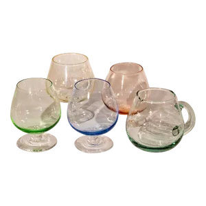 Vintage Set of 5 Mismatched Pastel Glasses
