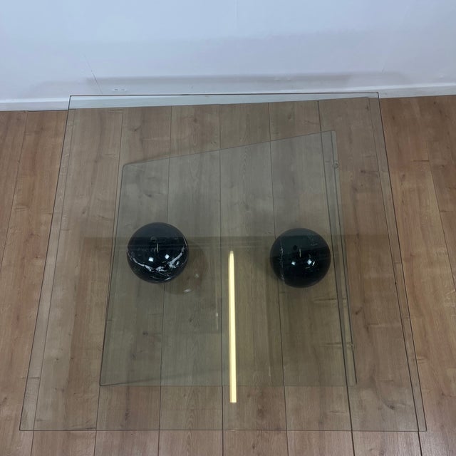 Asymmetrical Coffee Table in Glass and Marble from Roche Bobois, 1980s For Sale - Image 17 of 18
