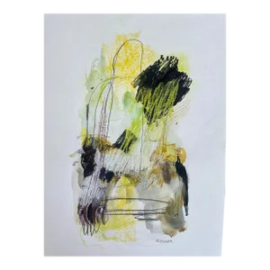Original Abstract Painting ‘Out of the Woods’ Yellow Painting on Paper by Michele Zuzalek