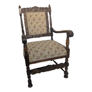 Antique Armchair in Oak Wood with Springs For Sale