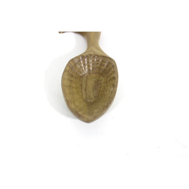Rustic European Hand Carved Wood Spoon Folk Art Treen Welsh Love Spoon For Sale - Image 3 of 8